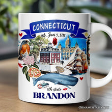 Load image into Gallery viewer, Artistic Connecticut State Themes and Landmarks Personalized Mug With Custom Name