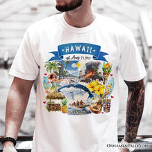 Load image into Gallery viewer, Artistic Hawaii State Themes and Landmarks T-Shirt, Tee for History and Travel Lovers