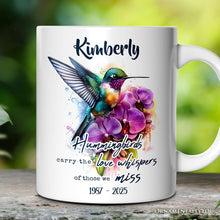 Load image into Gallery viewer, Artistic Hummingbirds Carry the Love Whispers Quote Personalized Mug, Memorial Gift With Custom Name
