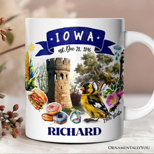 Load image into Gallery viewer, Artistic Iowa State Themes and Landmarks Personalized Mug With Custom Name