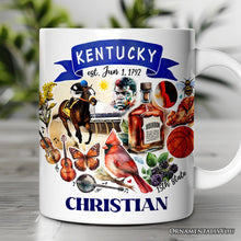 Load image into Gallery viewer, Artistic Kentucky State Themes and Landmarks Personalized Mug With Custom Name