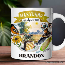 Carregar imagem no visualizador da galeria, Artistic Maryland State Themes and Landmarks Personalized Mug With Custom Name