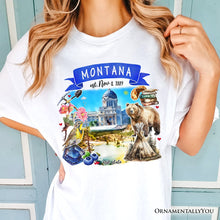 Load image into Gallery viewer, Artistic Montana State Themes and Landmarks T-Shirt, Tee for History and Travel Lovers