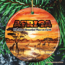 Load image into Gallery viewer, Artistic Natural Beauty of African Landscapes and Wildlife with Quotes Ornament, Christmas Gift or Travel Souvenir, Safari, Serengeti and Mount Kilimanjaro