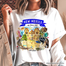 Load image into Gallery viewer, Artistic New Mexico State Themes and Landmarks T-Shirt, Tee for History and Travel Lovers