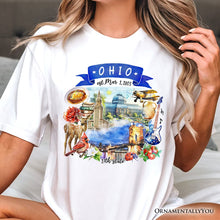 Load image into Gallery viewer, Artistic Ohio State Themes and Landmarks T-Shirt, Tee for History and Travel Lovers