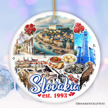 Load image into Gallery viewer, Artistic Slovakia Landmarks Ornament, Slavic Heritage and Culture Christmas Gift and Bratislava Travel Souvenir