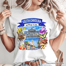 Carregar imagem no visualizador da galeria, Artistic South Carolina State Themes and Landmarks T-Shirt, Tee for History and Travel Lovers