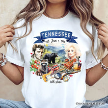 Load image into Gallery viewer, Artistic Tennessee State Themes and Landmarks T-Shirt, Tee for History and Travel Lovers