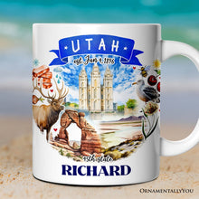 Carregar imagem no visualizador da galeria, Artistic Utah State Themes and Landmarks Personalized Mug With Custom Name