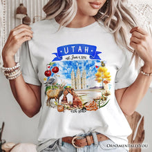 Carregar imagem no visualizador da galeria, Artistic Utah State Themes and Landmarks T-Shirt, Tee for History and Travel Lovers