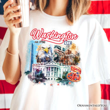 Carregar imagem no visualizador da galeria, Artistic Washington DC T-Shirt, Landmarks of the Nation’s Capital, White House Travel Tee