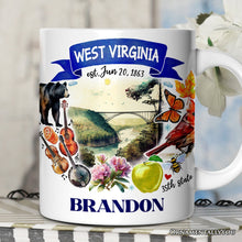 Cargar imagen en el visor de la galería, Artistic West Virginia State Themes and Landmarks Personalized Mug With Custom Name