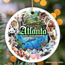 Load image into Gallery viewer, Atlanta Georgia Aquarium and Zoo Watercolor Art Ornament, City Souvenir Gift with Animals and Sea Creatures