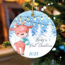 Carregar imagem no visualizador da galeria, Baby's First Christmas Reindeer Girl and Boy Christmas Ornament