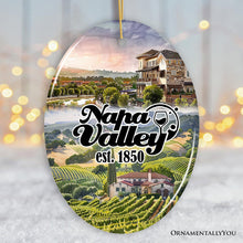 Load image into Gallery viewer, Beautiful Napa Valley Ceramic Ornament, California's World Class Vineyards and Wineries Christmas Gift