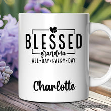 Load image into Gallery viewer, Blessed Grandma Personalized Mug, All Day Every Day Grandma Gift With Custom Name