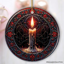 Carregar imagem no visualizador da galeria, Candlelight for a Spine-Chilling Ambiance Stained Glass Style Ceramic Ornament, Halloween Themed Christmas Gift and Decor