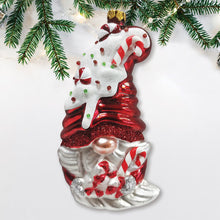 Carregar imagem no visualizador da galeria, Candy Cane Gnome Glass Christmas Ornament