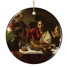Carregar imagem no visualizador da galeria, Caravaggio Supper at Emmaus Ornament, Famous Painting Christmas Decoration Souvenir