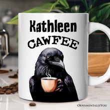 Cargar imagen en el visor de la galería, Cawfee Crow Personalized Mug, Funny Bird Lover Gift With Custom Name