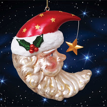 Load image into Gallery viewer, Celestial Crescent Moon Santa Glass Christmas Ornament
