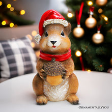 Cargar imagen en el visor de la galería, Charming Chipmunk with Santa Hat Figurine, 5" Playful Christmas Rodent Garden Statue