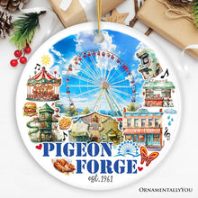 Cargar imagen en el visor de la galería, Charming Pigeon Forge Tennessee Artistic Handmade Ornament, Souvenir and Gatlinburg Christmas Decoration