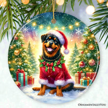 Cargar imagen en el visor de la galería, Charming Rottweiler in Festive Attire Ornament, Heartwarming Dog-Themed Christmas Gift Decor