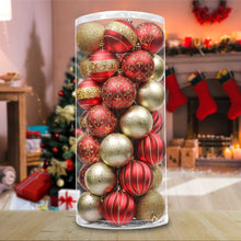 Cargar imagen en el visor de la galería, Charming Set of 35 Red and Gold Color Ornament Baubles, Christmas Tree Set