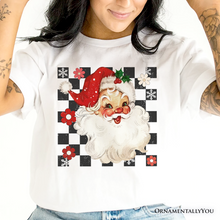 Cargar imagen en el visor de la galería, Checkered Santa Claus Vintage T-Shirt, Retro Merry Christmas Tee