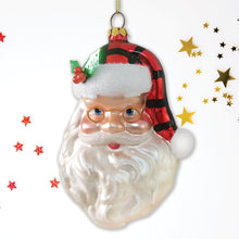 Cargar imagen en el visor de la galería, Cheerful Santa Head Sparkling Glass Christmas Ornament