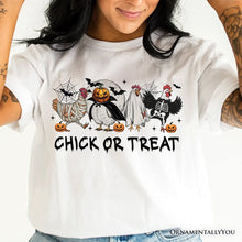 Cargar imagen en el visor de la galería, Chick or Treat Spooky T-Shirt, Halloween Chicken Tee for Country Life Enjoyers