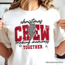 Cargar imagen en el visor de la galería, Christmas Crew Making Memories Together T‑Shirt, Checkered Lightning Retro Holiday Tee