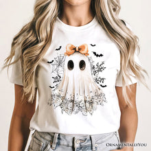 Cargar imagen en el visor de la galería, Coquette Ghost T-Shirt, Cute Halloween Tee for Girly Ghouls