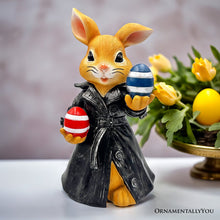 Load image into Gallery viewer, Covert Carrot Collector Funny Bunny Agent Figurine, 7" Dueling Easter Rabbit Garden Statue