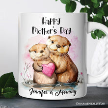 Load image into Gallery viewer, Cute Otters Mother’s Day Themed Custom Mug, Personalized Art Animal Mom and Daughter Gift