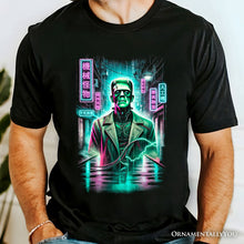 Load image into Gallery viewer, Cyberpunk Frankenstein T‑Shirt, Neon Halloween Monster Tee