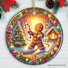 Load image into Gallery viewer, Enchanting Gingerbread Man in a Christmas Village Ornament, Whimsically Cheerful Holiday Gift and Tree Decor