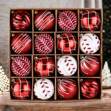 Carregar imagem no visualizador da galeria, Festive Christmas Ball Set, 16 Ornaments with Varied and Refined Red Colors Packaged