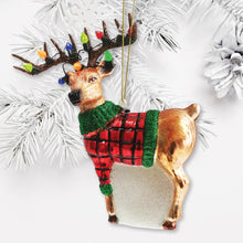 Carregar imagem no visualizador da galeria, Festive Reindeer Glass Christmas Ornament Figurine