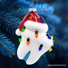 Carregar imagem no visualizador da galeria, Festive Tooth Glass Christmas Ornament, Dentist Gift and Decor