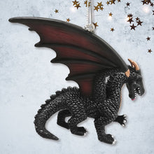 Carregar imagem no visualizador da galeria, Fierce Mystical Black Dragon Ornament, Mythical Creature Gothic Fantasy