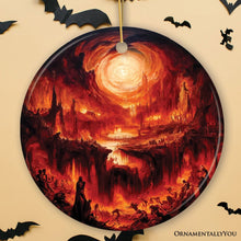 Carregar imagem no visualizador da galeria, Fiery Hellscape Dante's Inferno Ceramic Ornament, Painting Halloween Gift And Decor