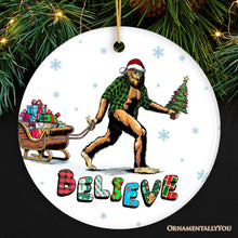 Cargar imagen en el visor de la galería, Funny Big Foot Believe Christmas Ornament, Sasquatch Humor Holiday Decor