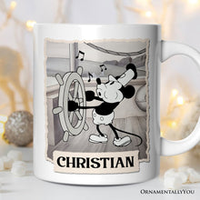 Carregar imagem no visualizador da galeria, Funny Mouse On Cruise Control Personalized Mug, Classic Steamboat Willie Gift