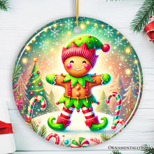 Load image into Gallery viewer, Gingerbread Man as a Christmas Elf Ornament, Magical Holiday Gift and Tree Decor