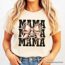 Carregar imagem no visualizador da galeria, Glitter Leopard Mama T-Shirt, Coquette Bow Tee for Glam and Trendy Mothers
