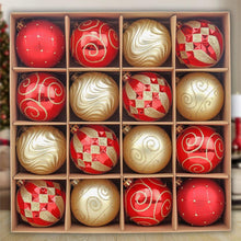 Carregar imagem no visualizador da galeria, Glittery Red and Gold Christmas Ornament Bauble Set, Elegant 16 Piece Bundle