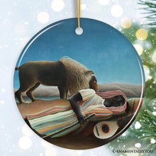 Carregar imagem no visualizador da galeria, Henri Rousseau the Sleeping Gypsy Ornament, Famous Painting Christmas Decoration Souvenir
